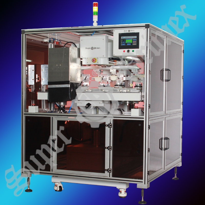 SPCCTSF-848DLUV伺服驱动输送带四色油盅移印机